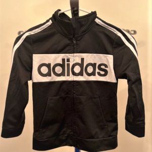 Boys Adidas Black and White Track Jacket